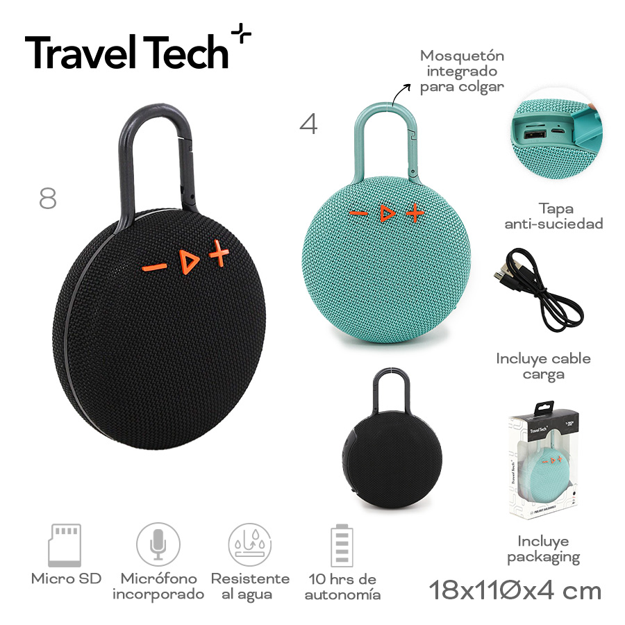 PARLANTE 18X11X4CM - AQUA - 1 UND. TRAVEL TECH - foto 7