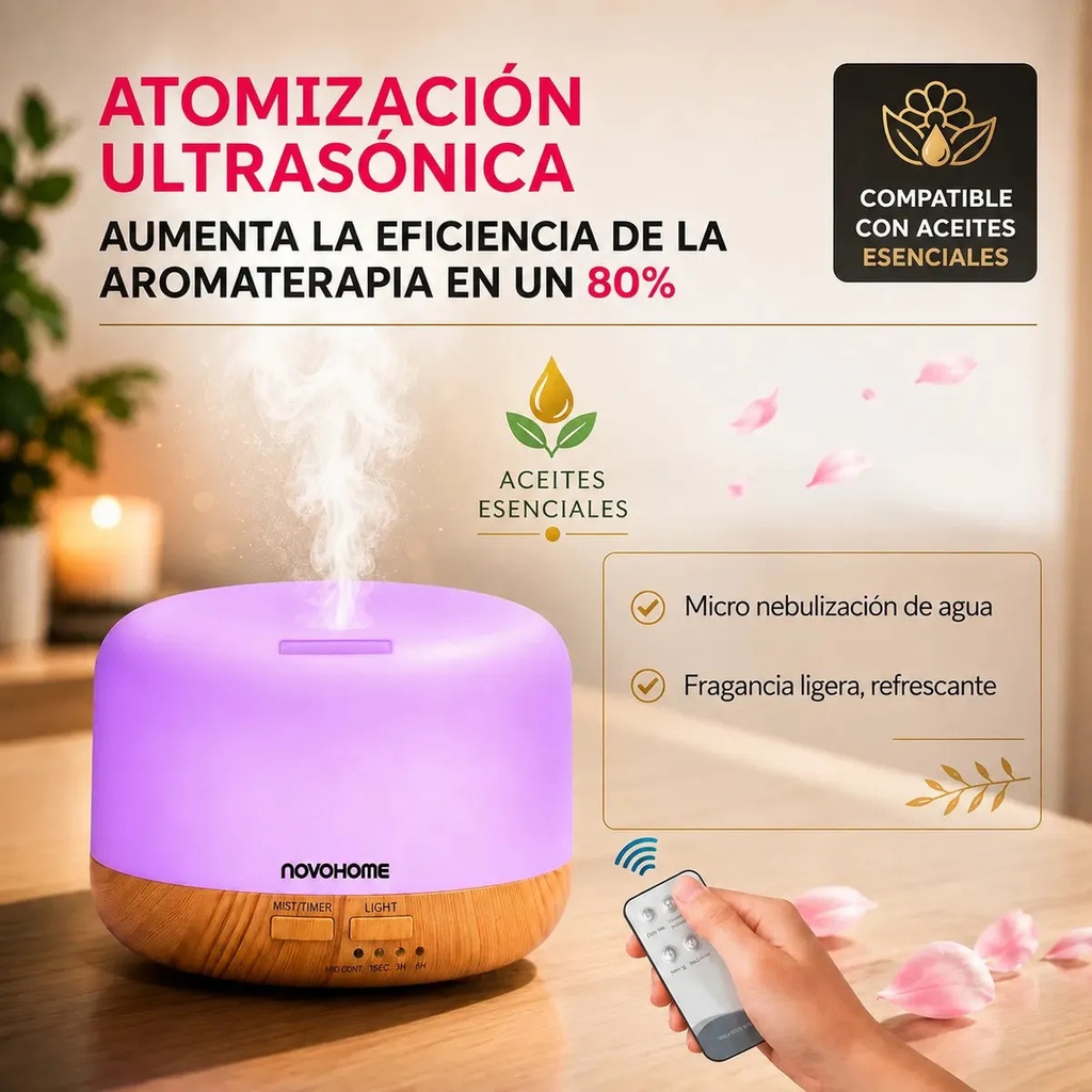 DIFUSOR AROMATICO HUMIDIFICADOR 300 ML NOVOHOME - 7