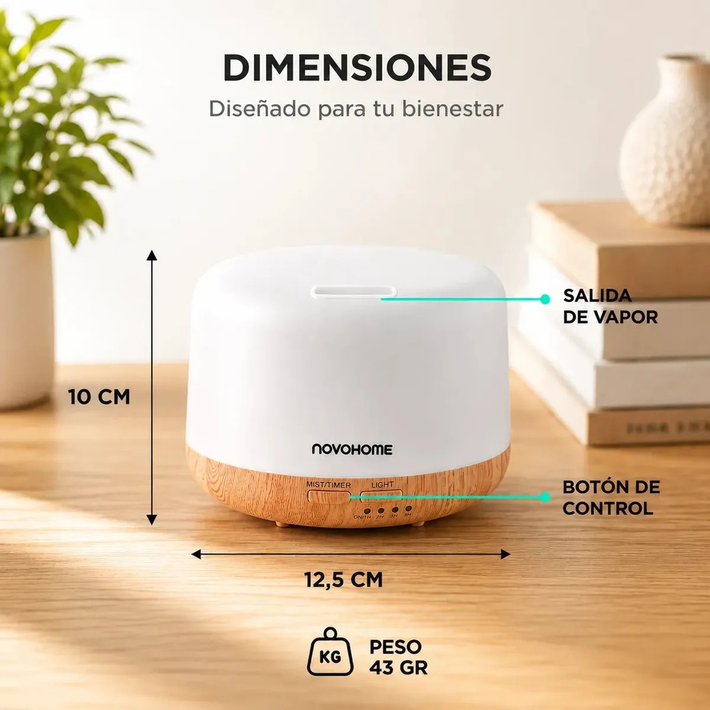 DIFUSOR AROMATICO HUMIDIFICADOR 300 ML NOVOHOME - 10
