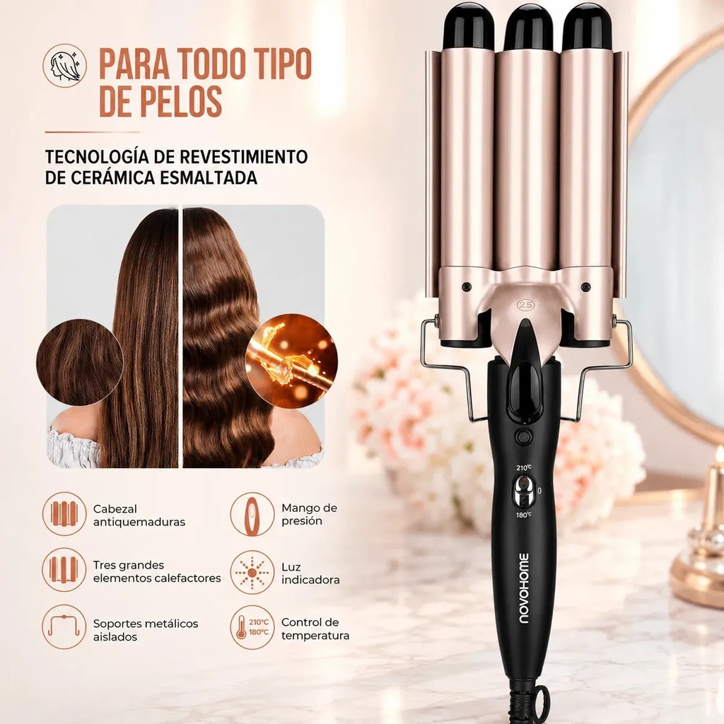 BUCLERA RIZADOR 3 TUBOS 130W NOVOHOME - 4