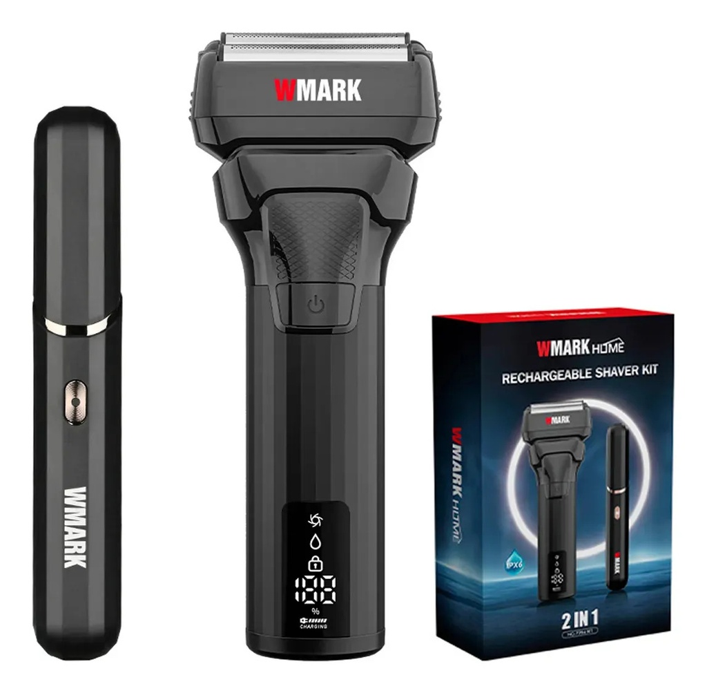 KIT 2 EN 1 AFEITADORA + TRIMMER DE NARIZ WMARK - 2