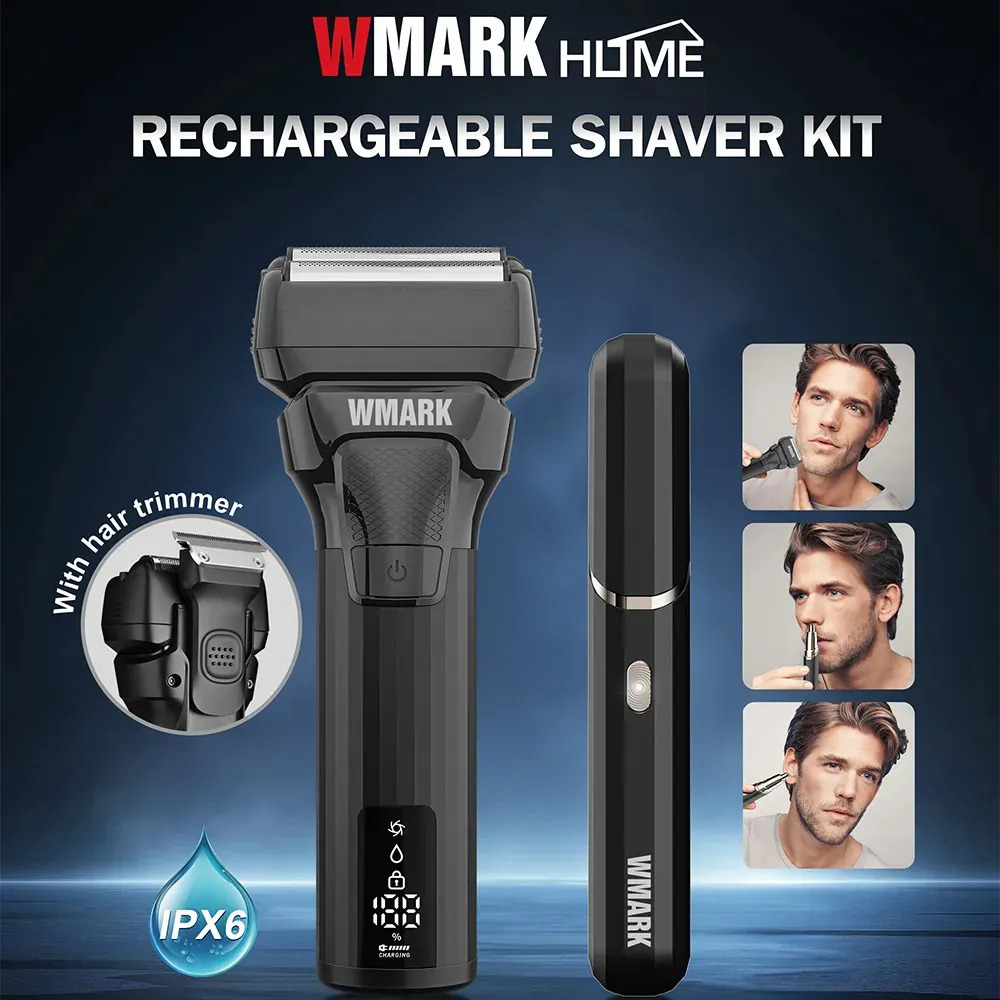KIT 2 EN 1 AFEITADORA + TRIMMER DE NARIZ WMARK - 3