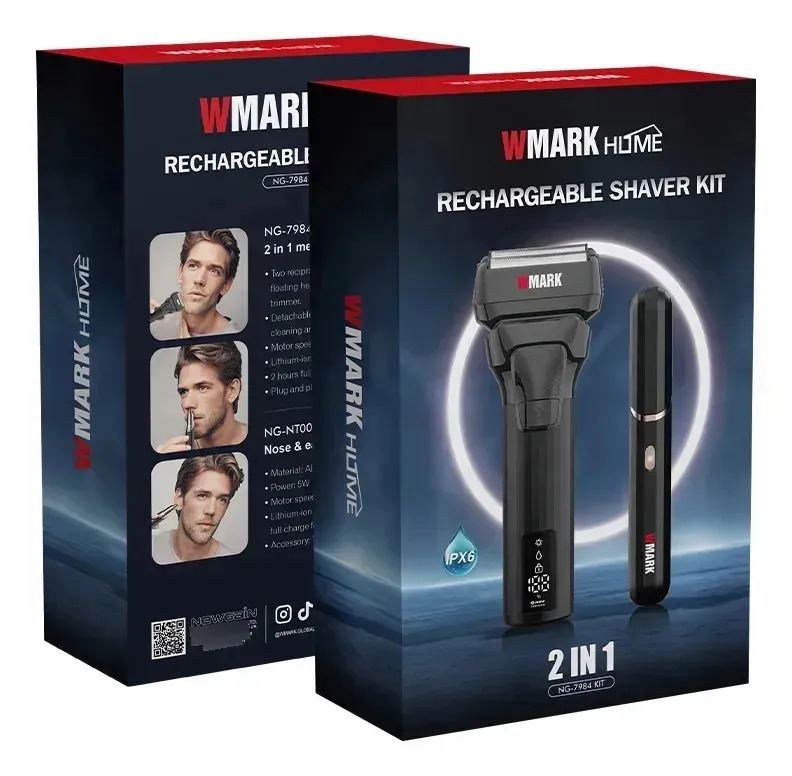 KIT 2 EN 1 AFEITADORA + TRIMMER DE NARIZ WMARK - 7