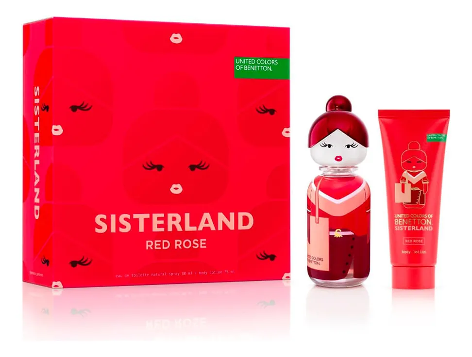 BENETTON SISTERLAND RED ROSE FEM (COFRE EDT+BODY LOTION 80 ML - CAJA)