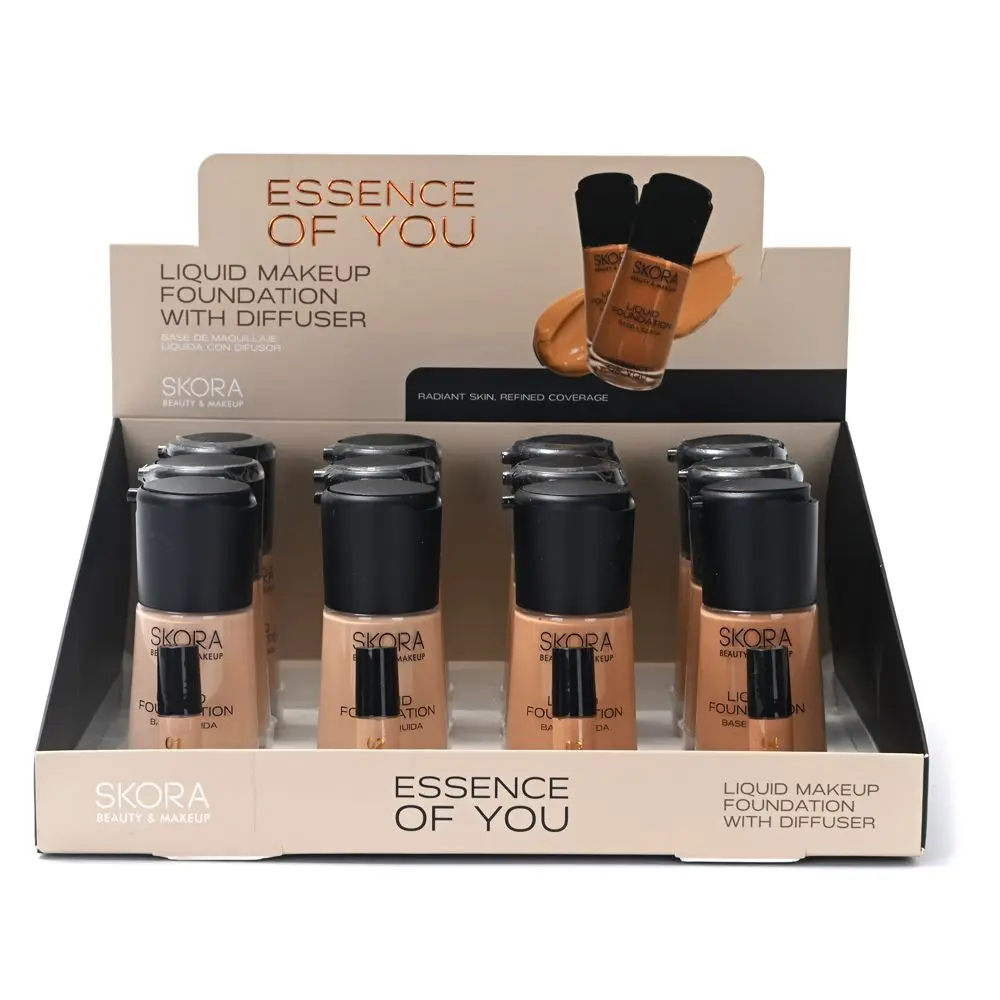 BASE DE MAQUILLAJE FLUIDA ENVASE DE VIDRIO CON DIFUSOR X12U (UNIDAD)