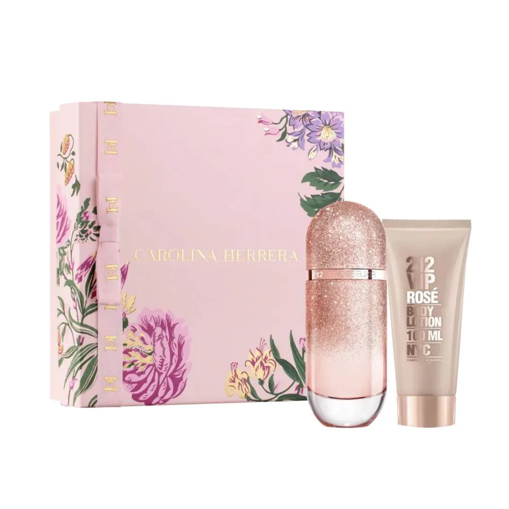 CAROLINA HERRERA 212 VIP ROSE FEM EDP  (EDP 80ML+BODYLOTION100 ML+MINI EDP5ML - CAJA)
