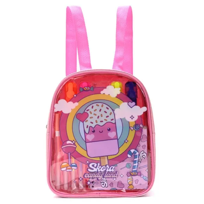 MOCHILA CON SET LIBRERÍA INCLUYE CUADERNO HELADITO 21X7X25 CM X1U (ESTAMPADO - UNIDAD)