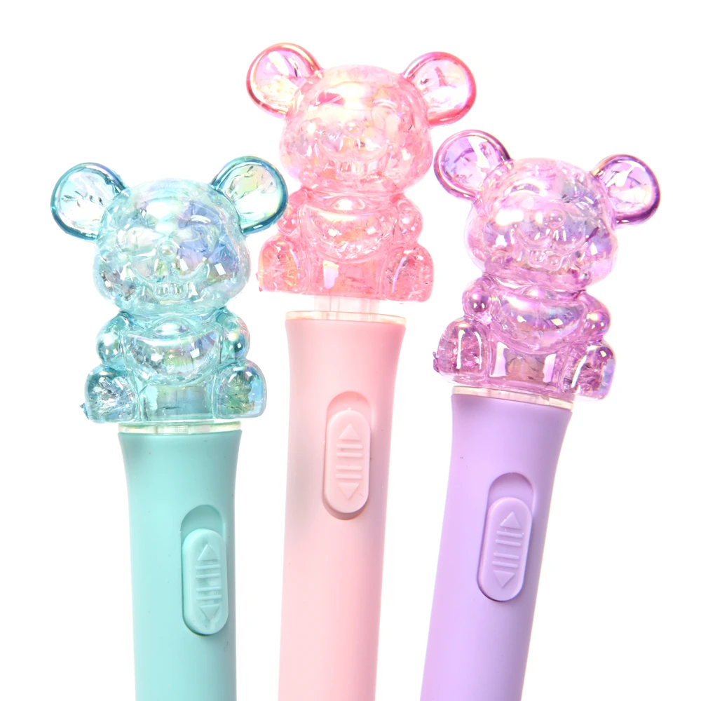 LAPICERA TUBULAR CON LUZ OSITO VARIOS COLORES TINTA AZUL