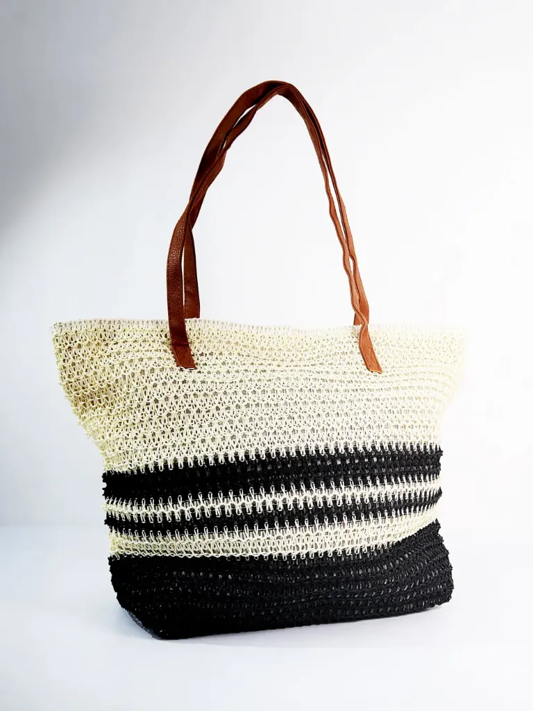 BOLSO PLAYA NATURAL BORDE NEGRO CAREY