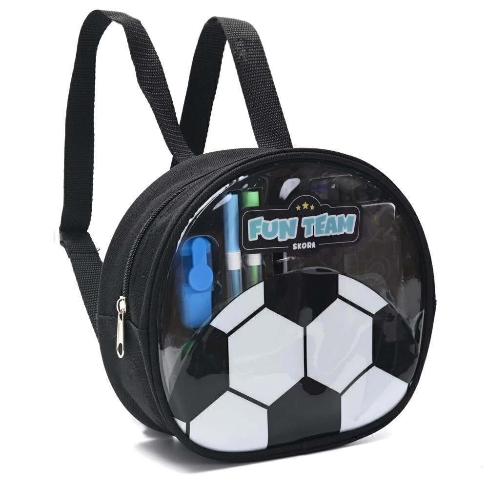 MOCHILA CON SET LIBRERIA CUADERNO PELOTA FUTBOL SKORA