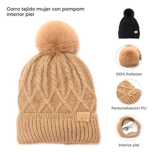 GORRO TEJIDO MUJER INTERIOR PIEL SKORA-W26