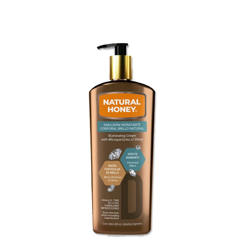 EMULSIÓN CORPORAL HIDRATANTE NATURAL HONEY EFECTO DIAMANTE BRILLO 400ML