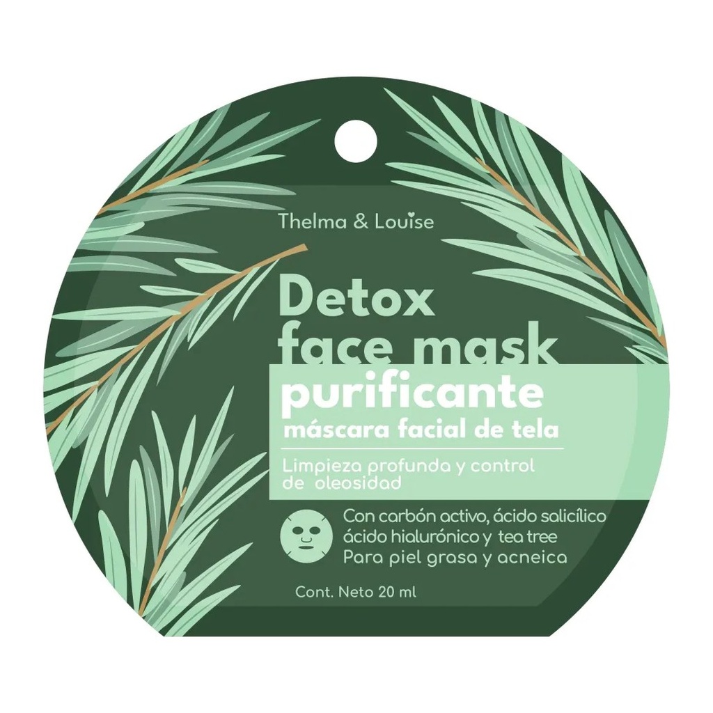 [52135] MASCARA FACIAL TELA PURIFICANTE - CARBON ACTIVADO -THELMA Y LOUISE