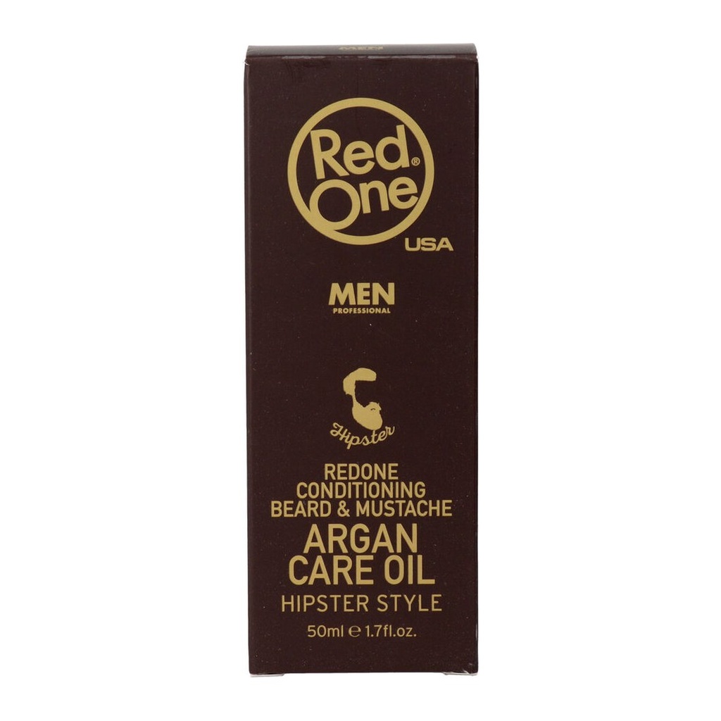[52391] BEARD & MUSTACHE ARGÁN CARE OIL 50 ML - NEGRO - 1 UND. - CAJA RED ONE