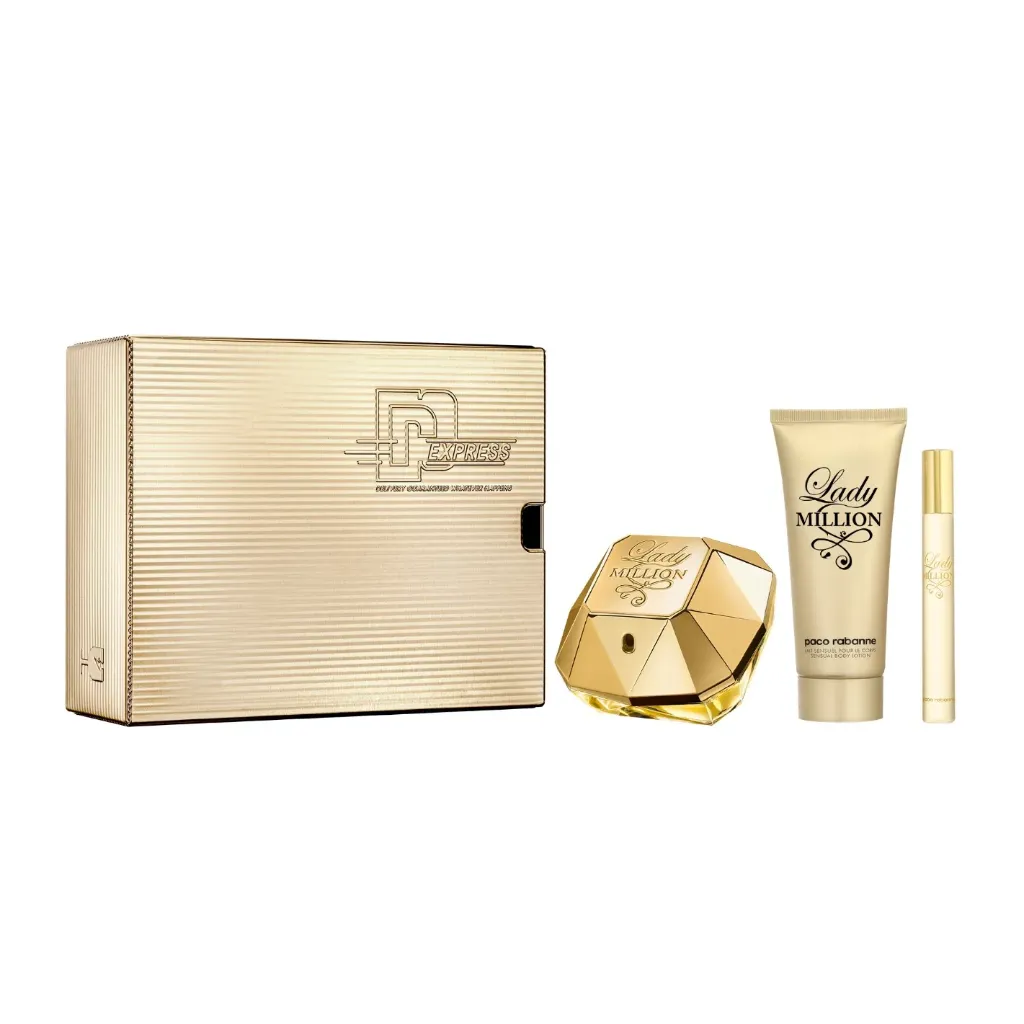 PACO RABANNE LADY MILLION FEM EDP COFRE (EDP 80ML+BODY LOTION 100ML+TRAVEL10 ML - CAJA)