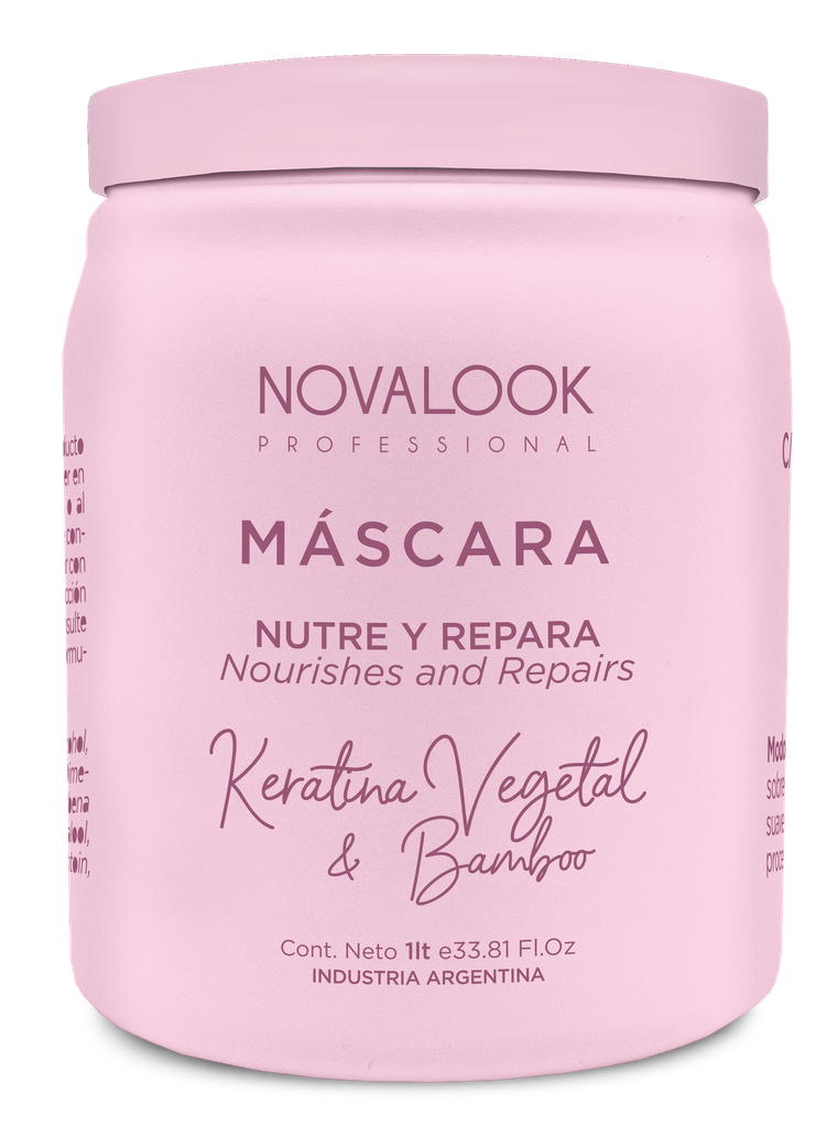 MÁSCARA KERATINA VEGETAL Y BAMBOO CABELLOS DAÑADOS - 1 L - POTE NOVALOOK