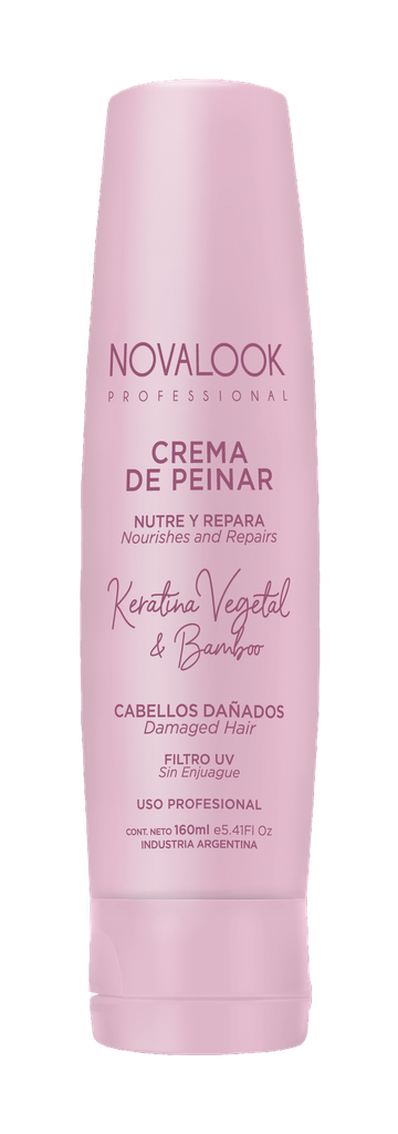 CREMA DE PEINAR KERATINA VEGETAL Y BAMBOO CABELLOS DAÑADOS - 160 ML - POMO NOVALOOK