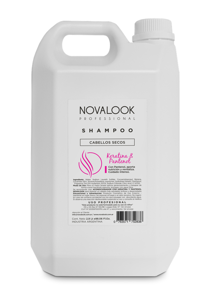 SHAMPOO KERATINA Y PANTENOL CABELLOS SECOS - 2,9 L - BIDÓN NOVALOOK