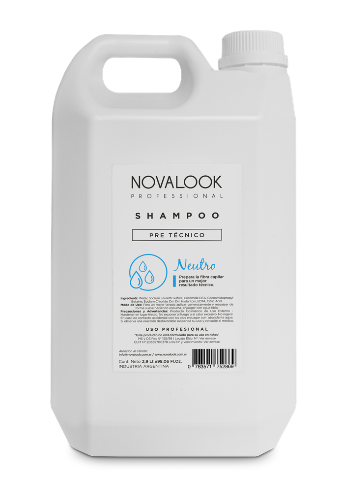 SHAMPOO NEUTRO PRE TÉCNICO - 2,9 L - BIDÓN NOVALOOK