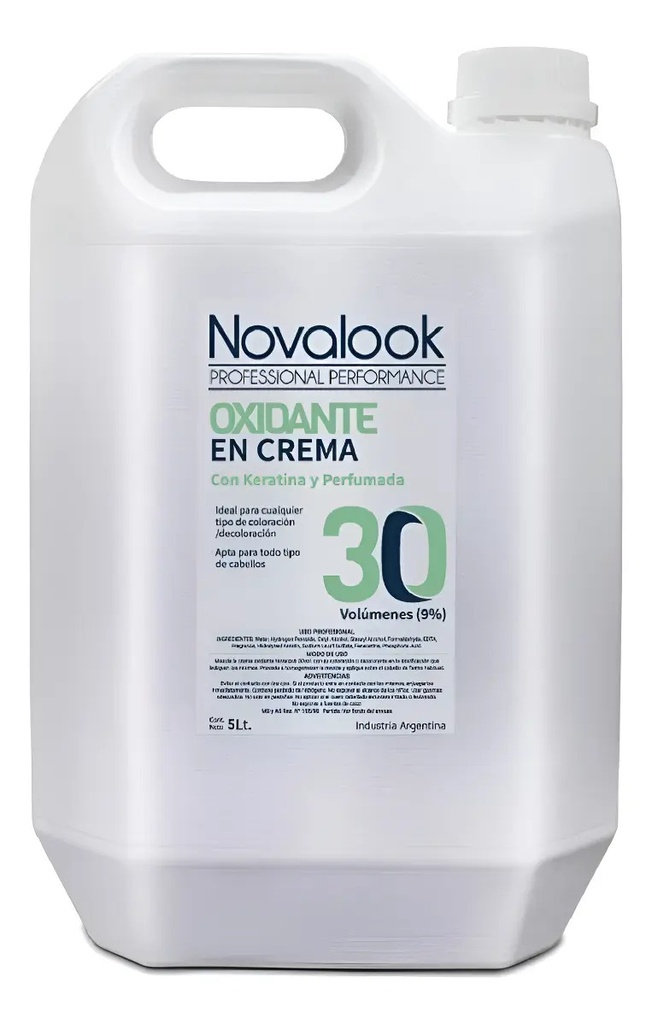 OXIDANTE EN CREMA 30 VOL CON KERATINA - 5 L - BIDÓN NOVALOOK