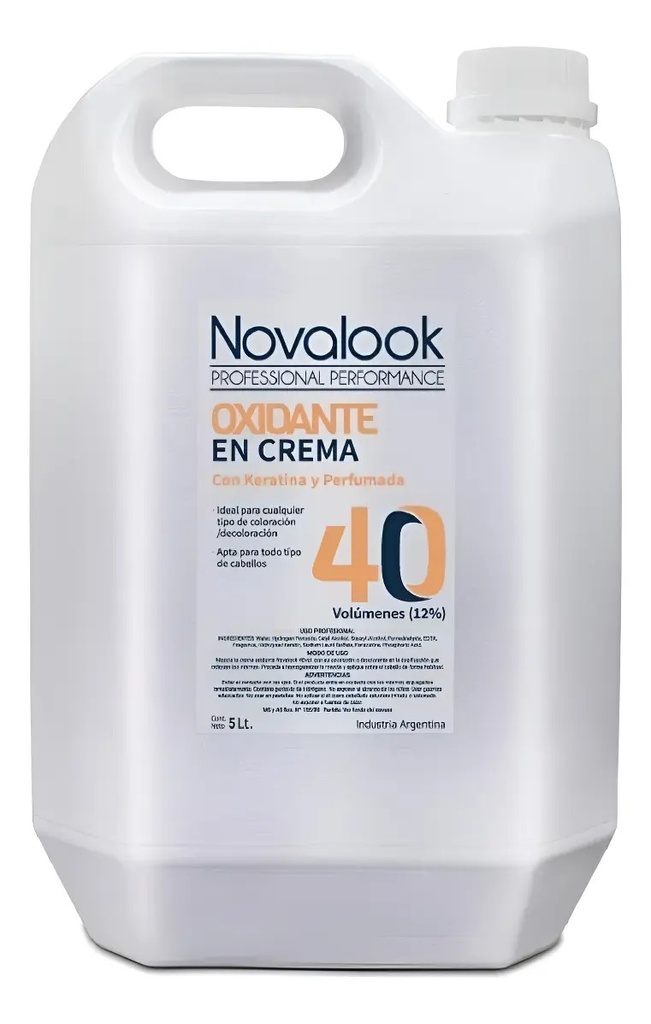 OXIDANTE EN CREMA 40 VOL CON KERATINA - 5 L - BIDÓN NOVALOOK