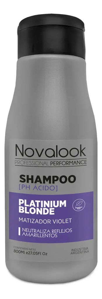 SHAMPOO MATIZADOR PLATINIUM BLONDE VIOLET - 800 ML - BOTELLA NOVALOOK