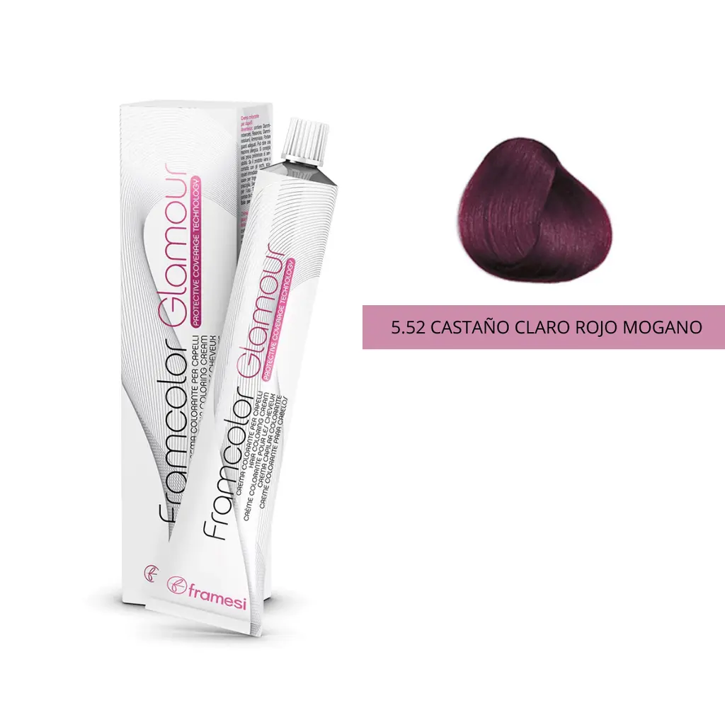 FRAMCOLOR GLAMOUR CASTAÑO CLARO ROJO MOGANO (5.52 - 100 ML - POMO)