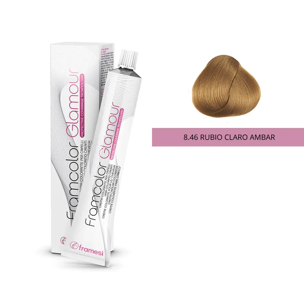 FRAMCOLOR GLAMOUR RUBIO CLARO AMBAR (8.46 - 100 ML - POMO)