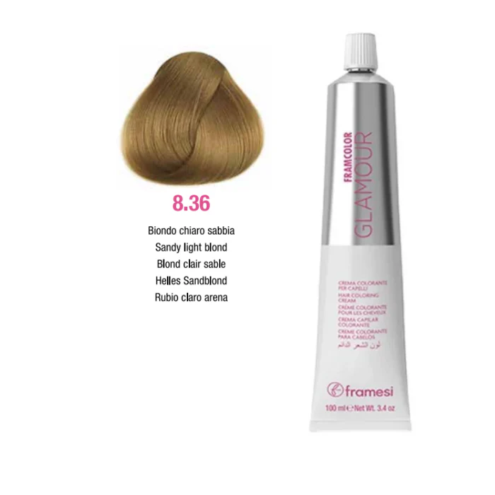 FRAMCOLOR GLAMOUR RUBIO CLARO ARENA (8.36 - 100 ML - POMO)
