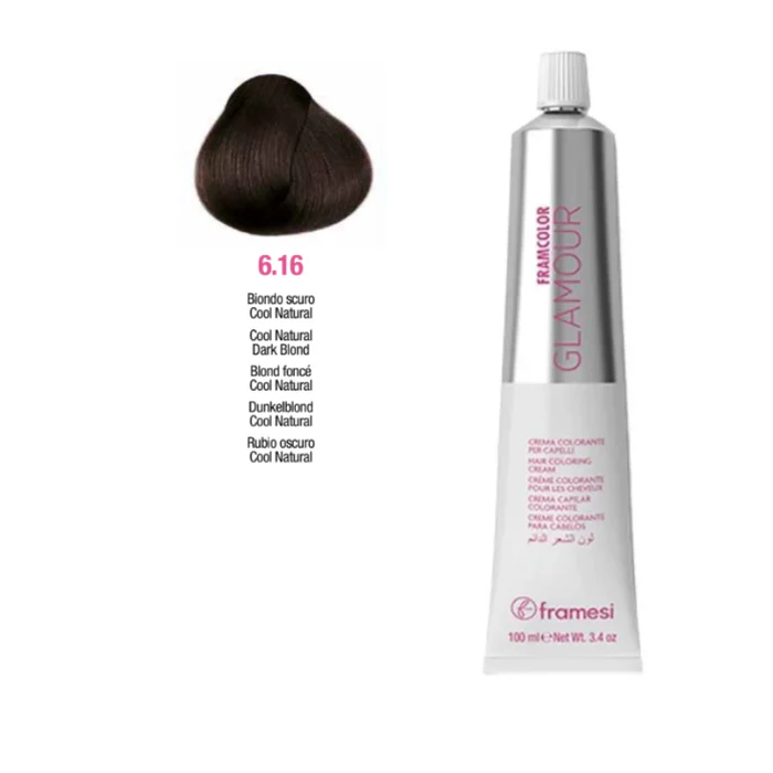 FRAMCOLOR GLAMOUR RUBIO FRIO OSCURO NATURAL (6.16 - 100 ML - POMO)