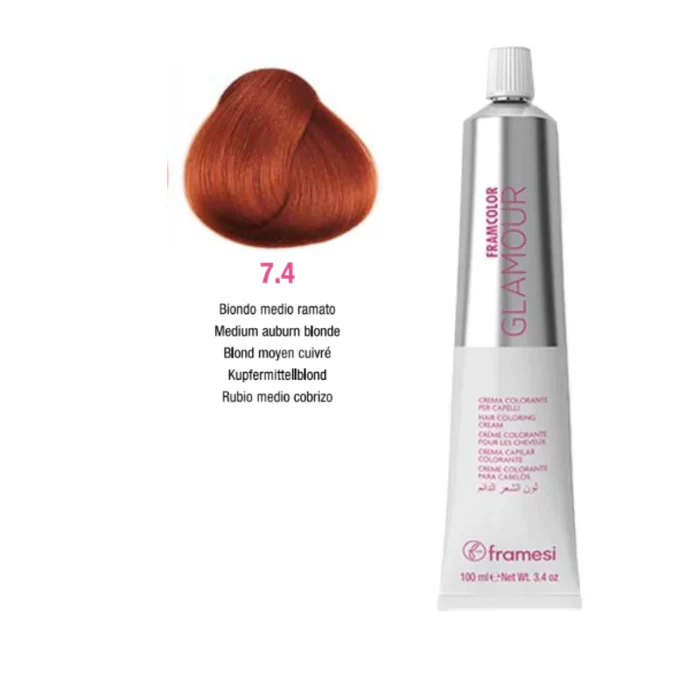 FRAMCOLOR GLAMOUR RUBIO MEDIO COBRIZO (7.4 - 100 ML - POMO)
