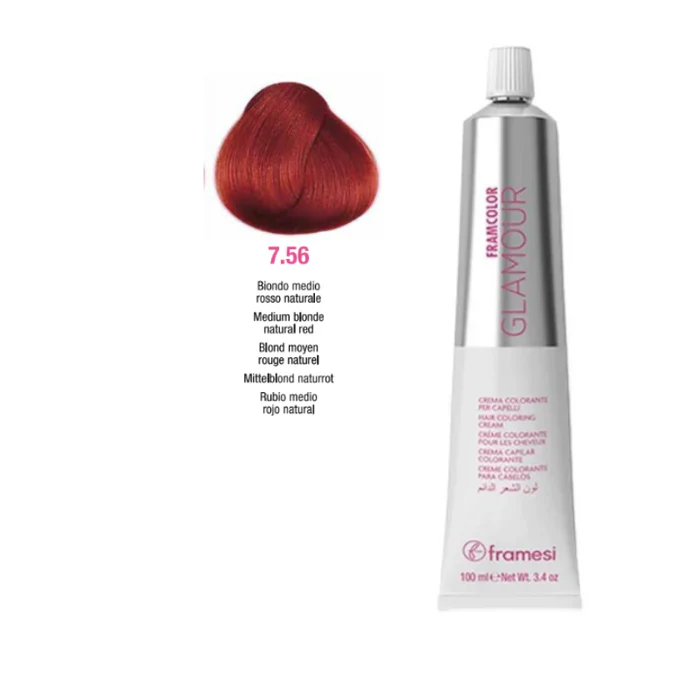 FRAMCOLOR GLAMOUR RUBIO MEDIO ROJO NATURAL (7.56 - 100 ML - POMO)