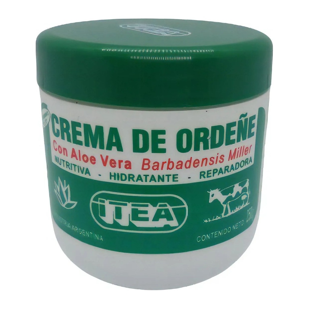 ITEA CREMA DE ORDEÑE CON ALOE VERA BARBADENSI MILLER MAS VITAMINAS A Y E  (250 GRS - POTE) ITEA
