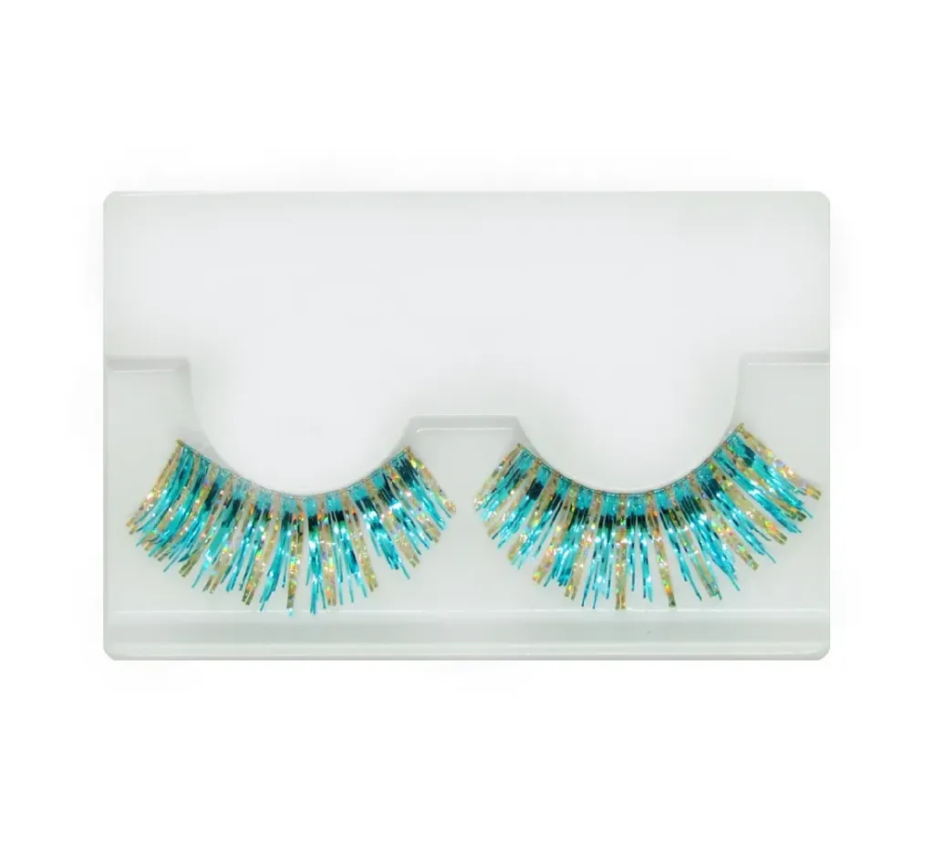 PESTAÑAS POSTIZAS FANTASIA #704 (AZUL - 1 PAR  - CAJA)