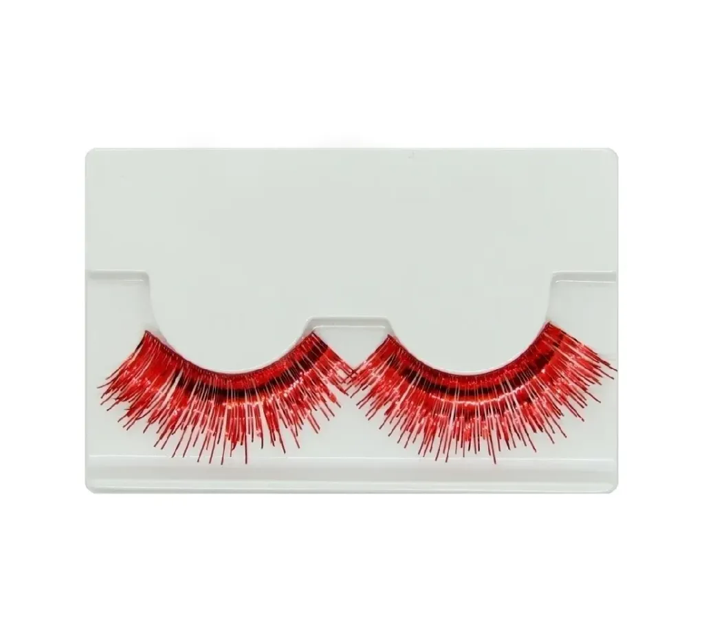 PESTAÑAS POSTIZAS FANTASIA #711 (ROJA - 1 PAR  - CAJA)