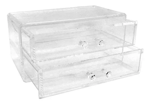 ORGANIZADOR ACRÍLICO 2 CAJONES (18X10X9) (TRASLUCIDO-1UND-CAJA)