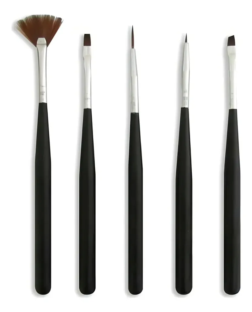 SET PINCELES DECORACION DE UÑAS  (NEGRO - 5 UND - BOLSA)