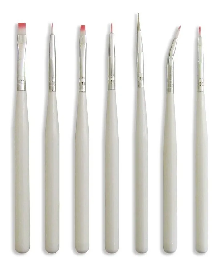 SET PINCELES DECORACION DE UÑAS (BLANCO - 7 UND - BOLSA)