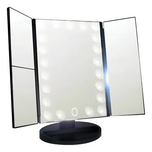 ESPEJO LED 1X.2X.3X (21 LED LIGHTS NEGRO) (NEGRO - 1 UND - CAJA)