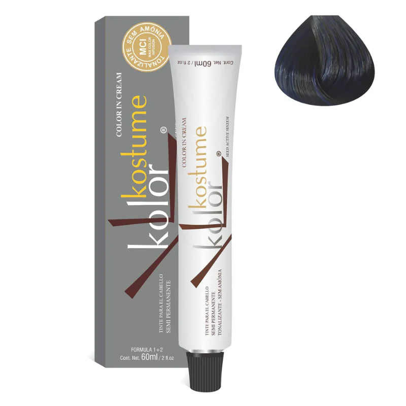 KOSTUME COLORACION SEMIPERMANENTE NEGRO AZULADO 2/8(- 60ML - POMO)