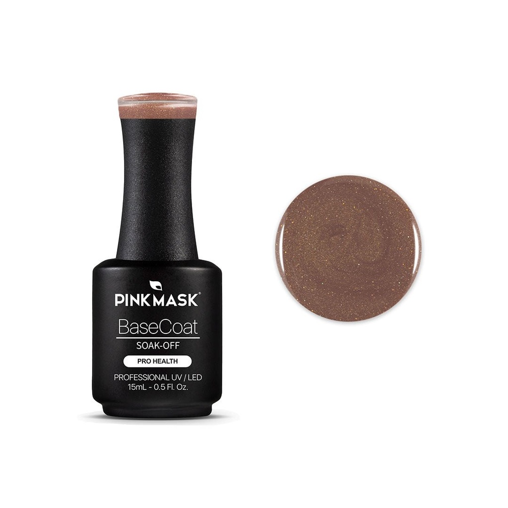 [44878] RUBBER BASE COAT SPARKLY GINGER (15 ML - FRASCO) PINK MASK