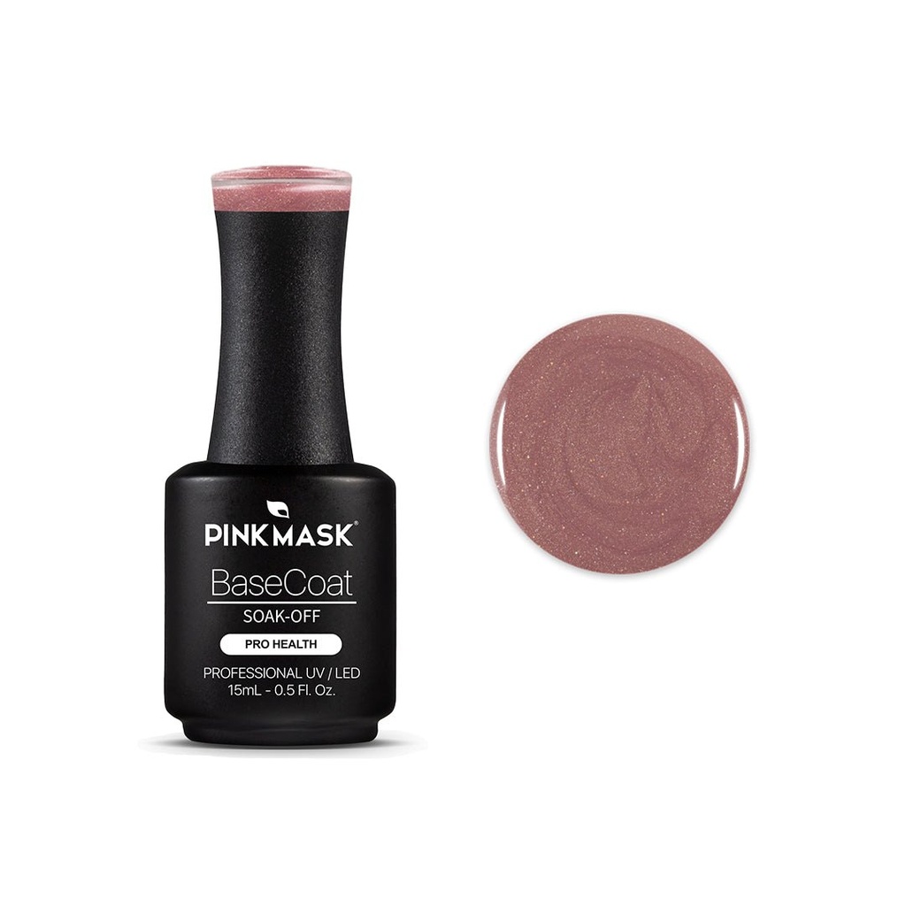 [44879] RUBBER BASE COAT SPARKLY PINK (15 ML - FRASCO) PINK MASK