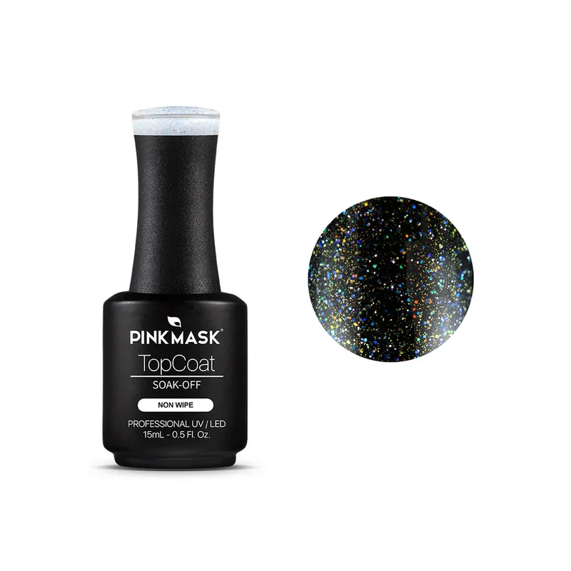 [43373] GLITTER TOP COAT (3 - 15ML - FRASCO) PINK MASK