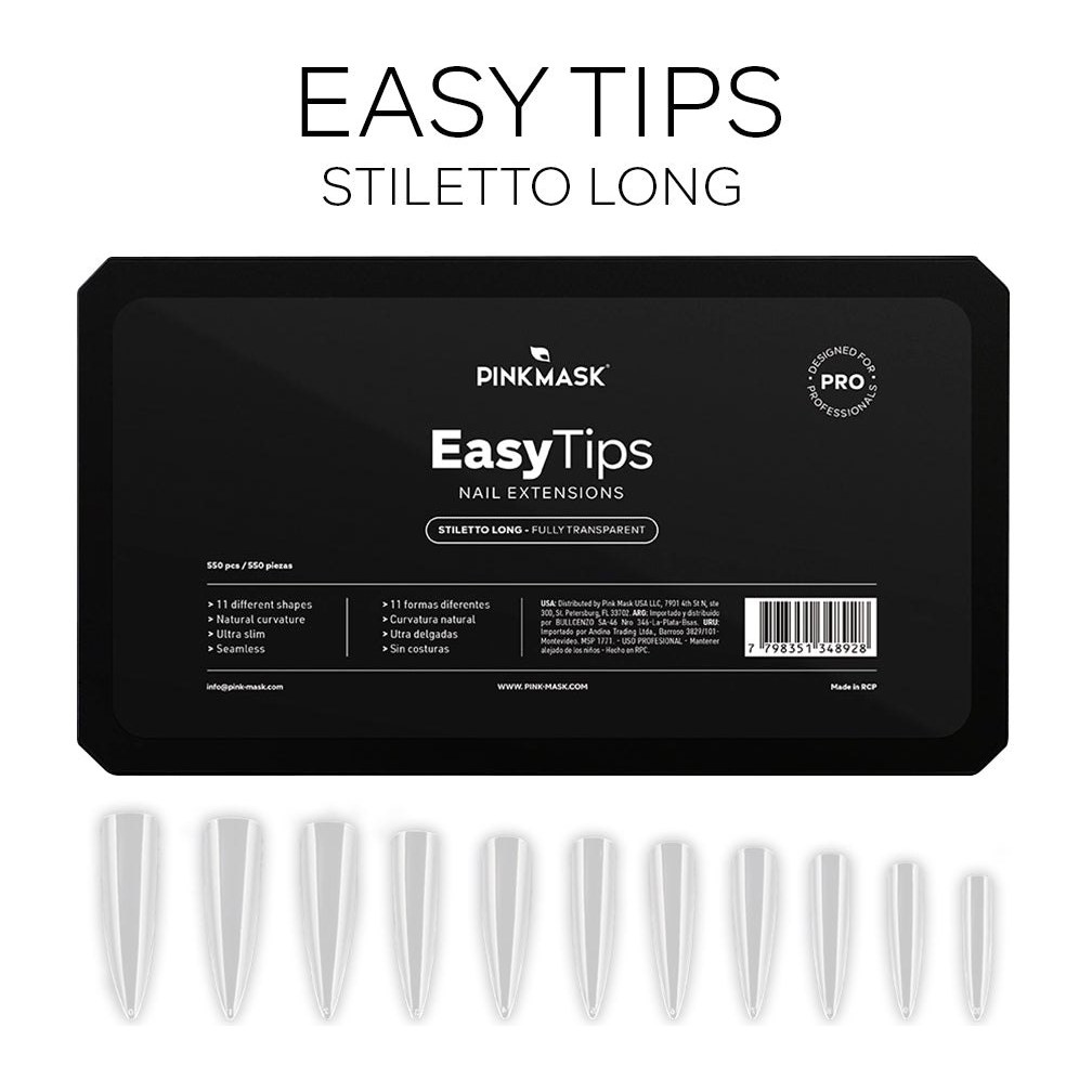 [48516] EASY TIPS STILETTO LONG SIZE 6 (50 PCS - BOLSA) PINK MASK