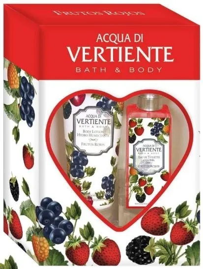 ESTUCHE CORAZON  FRUTOS ROJOS  (EDT 50ML + BODY LOTION 100G - ESTUCHE)