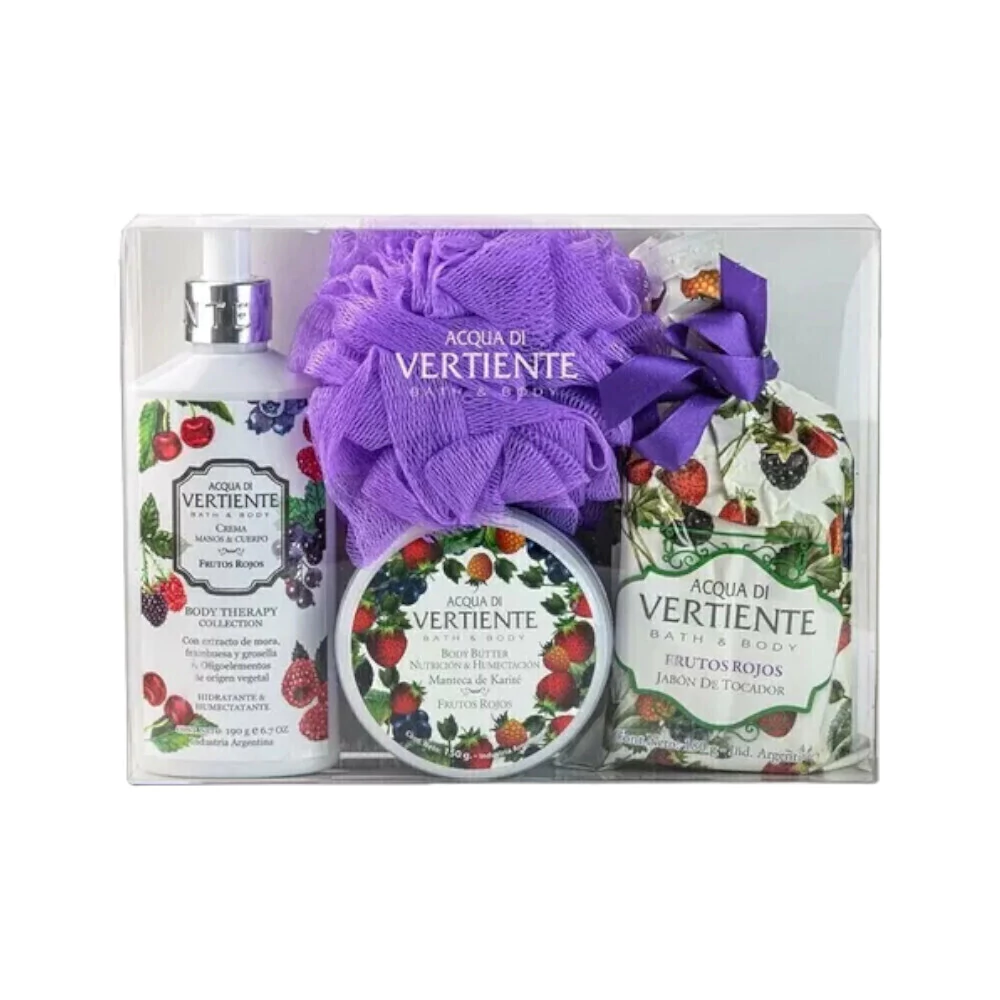 ESTUCHE VERTIENTE FRUTOS ROJOS COLONIA 200 ML + JABON + BODY (200 ML  - ESTUCHE)
