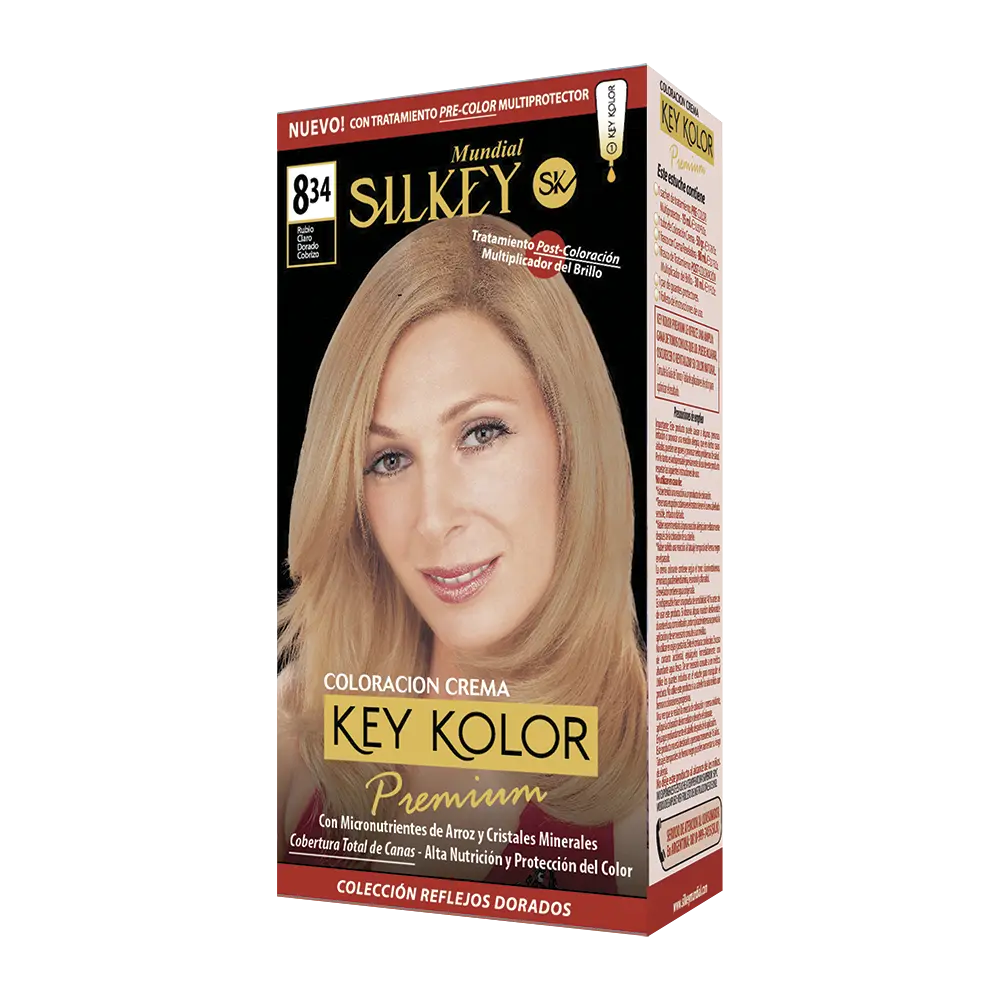 KEY KOLOR PREMIUM KIT  RUBIO CLARO DORADO ROJIZO (8.34 - KIT)