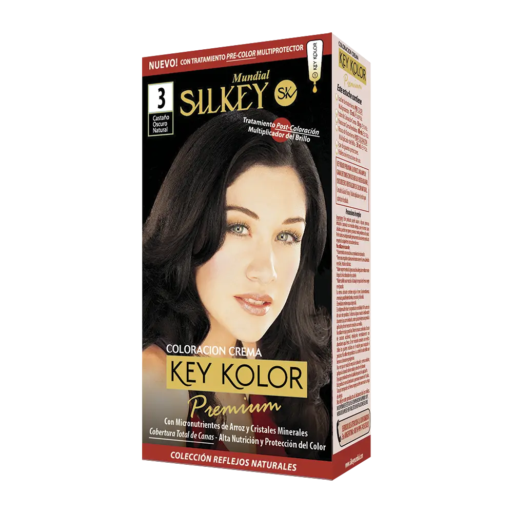KEY KOLOR PREMIUN KIT  CASTAÑO OSCURO NATURAL  (3 - KIT)