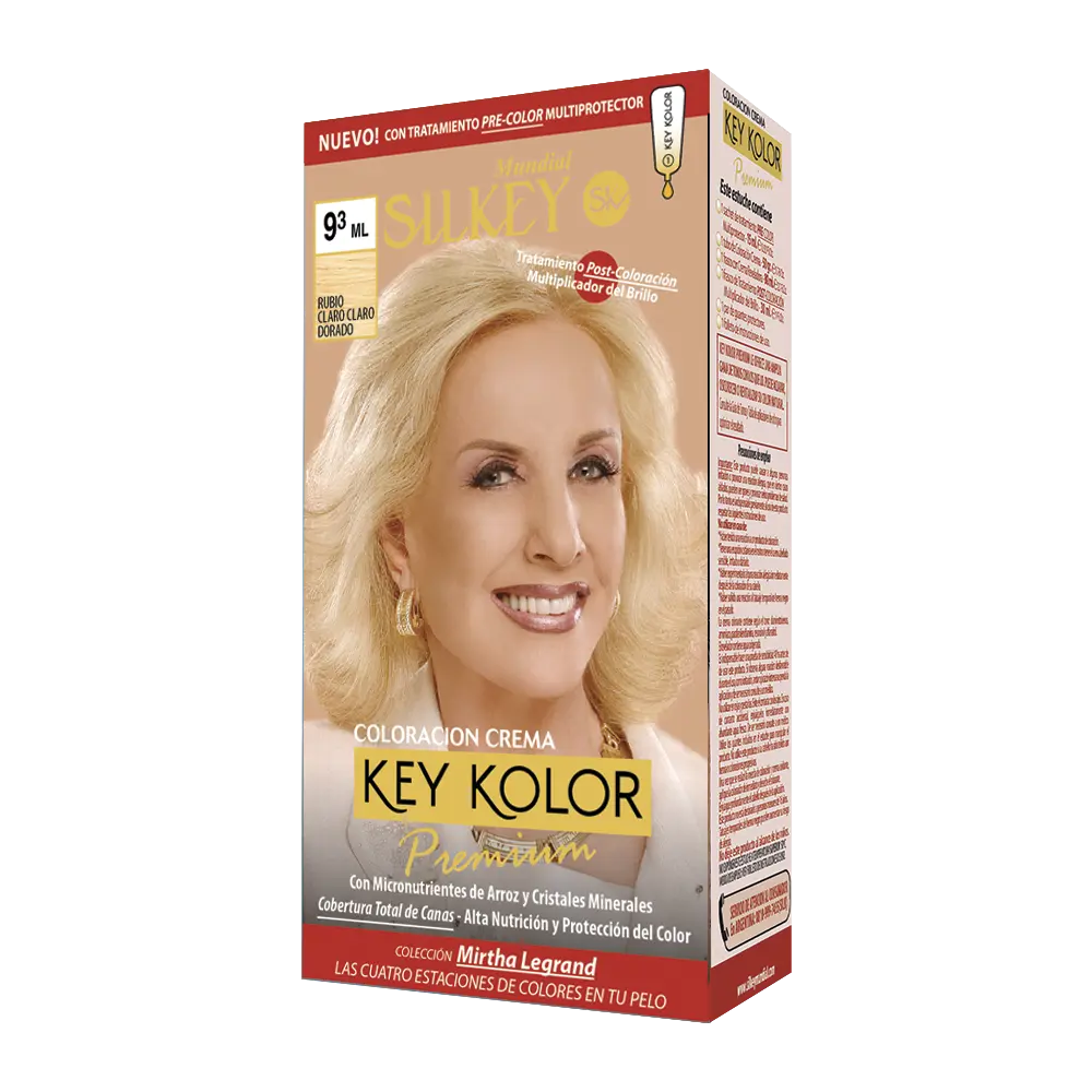 KEY KOLOR PREMIUM KIT RUBIO CLARO CLARO DORADO COLECCION MIRTHA LEGRAND  (9.3 - KIT)