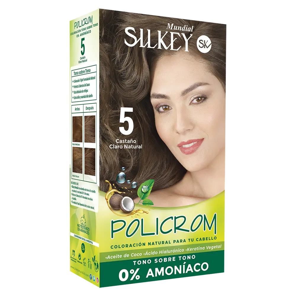POLICROM  CASTAÑO CLARO NATURAL COLORACION SIN AMONIACO (5 - KIT)